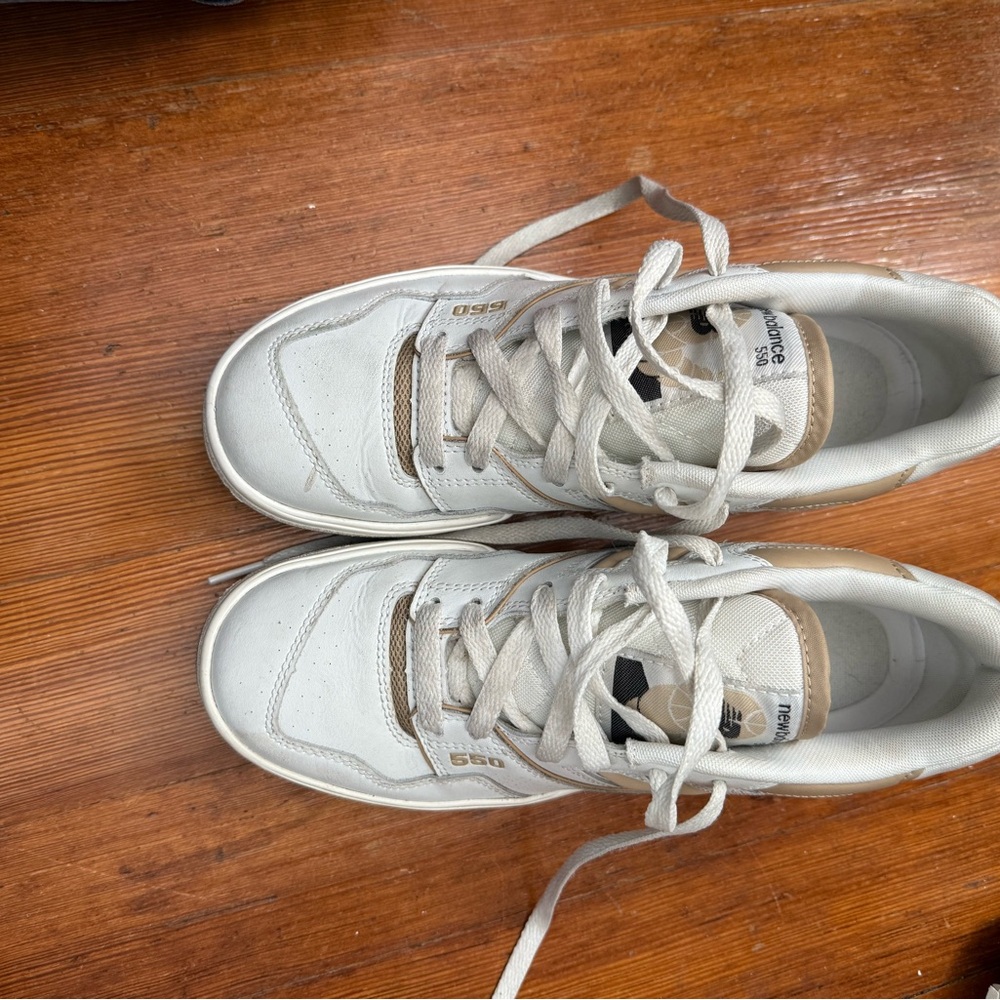 New Balance 550 Cream and Tan Sneakers